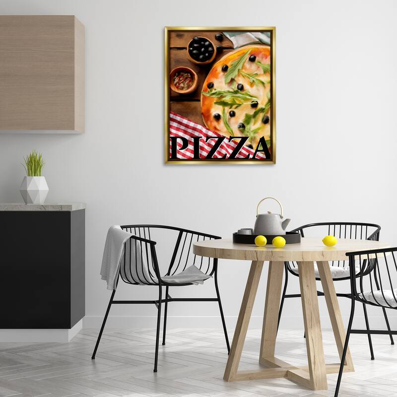 Stupell Flavorful Traditional Pizza Framed Floater Canvas Wall Art Design By Kim Allen
