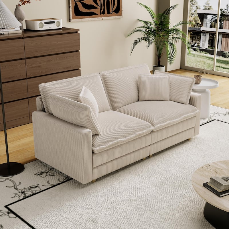Modular Sectional Sofa,Deep Seat Couch for Living Room , 4 Pillow, Modern L-Shaped Sofa for Living Room Bedroom Apartmen