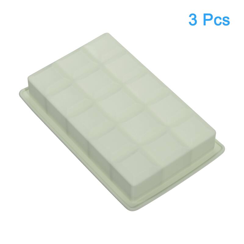 3 Pack Silicone Ice Cube Tray for Freezer 15 Cube Per Tray