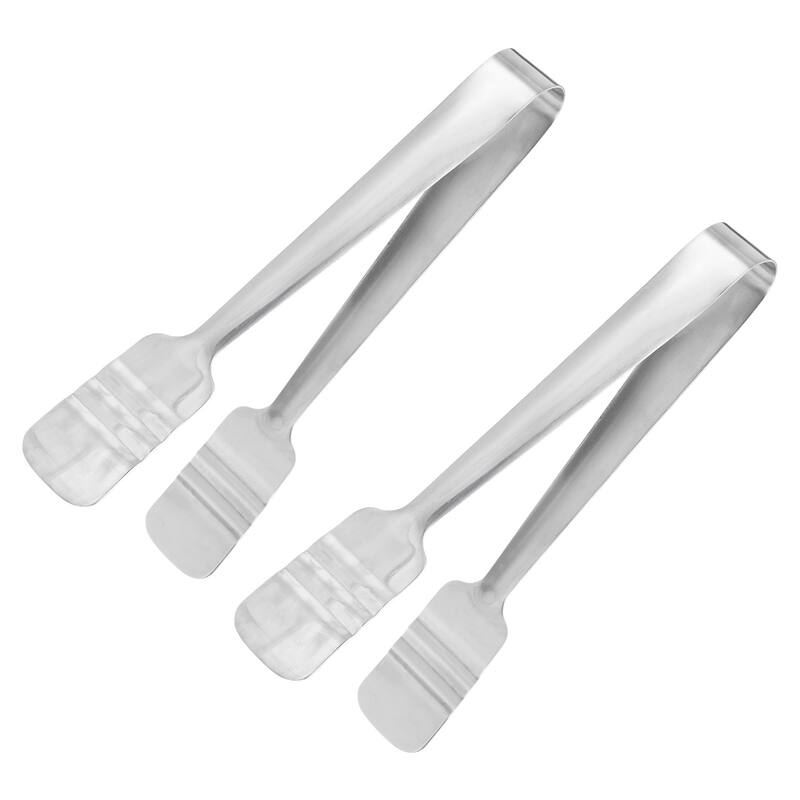 Serving Tongs, 2pcs 8.5 Inch Stainless Steel Ice Tongs, Mini Sugar Tongs - Silver
