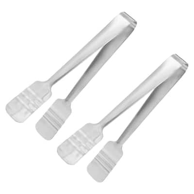 Serving Tongs, 2pcs 8.5 Inch Stainless Steel Ice Tongs, Mini Sugar Tongs - Silver
