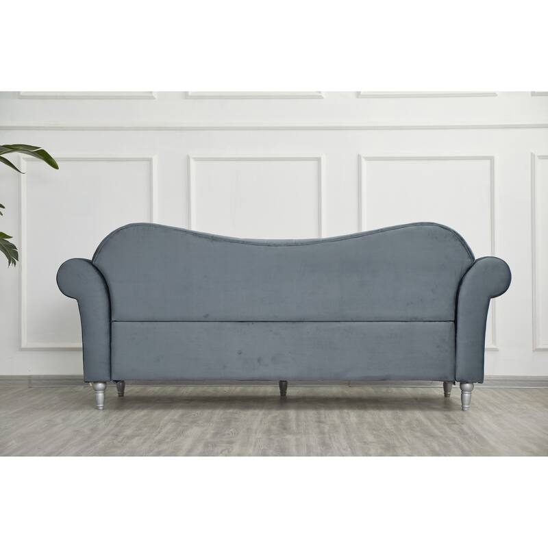 Velvet Rolled Arm Chesterfield Sofa