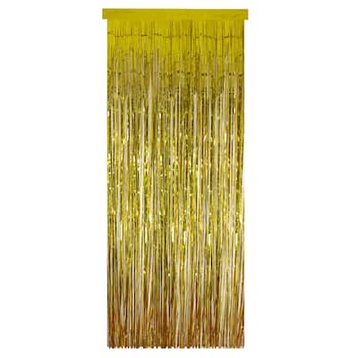 Tinsel Christmas Window or Door Curtain - 3' x 8' - Gold
