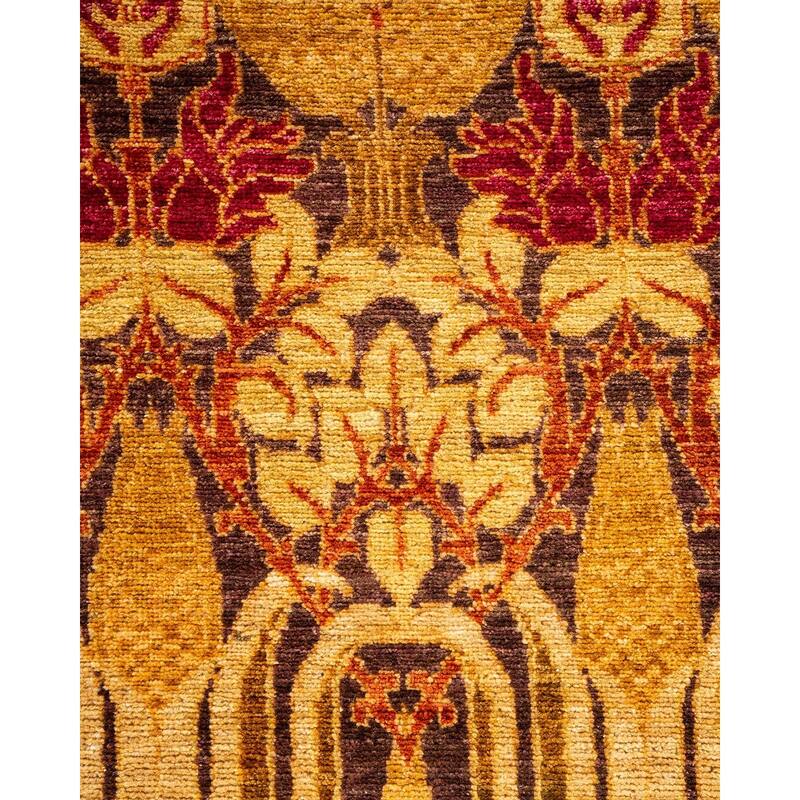 Overton Hand Knotted Wool Vintage Inspired Modern Contemporary Arts & Crafts Beige Runner Rug - 2' 4" x 9' 9"