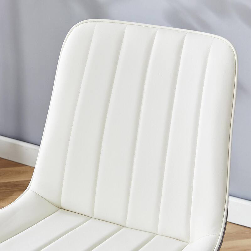 Four Pieces Extended Seat Cushion PU Dining Chair Set with Metal Leg