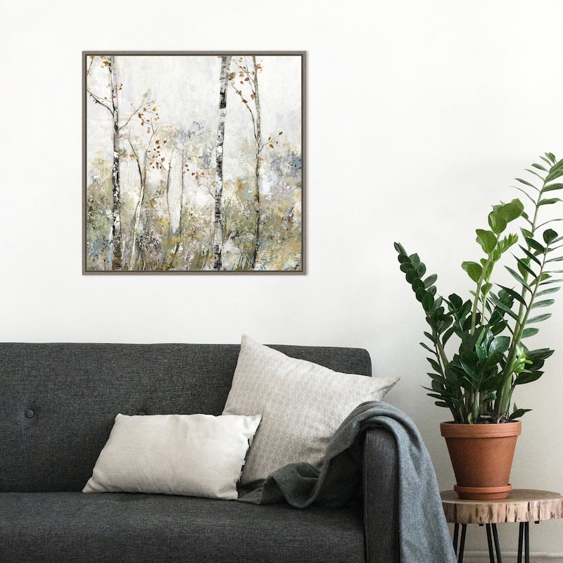 Soft Birch Forest II by Allison Pearce Framed Canvas Wall Art Print - Sylvie Greywash