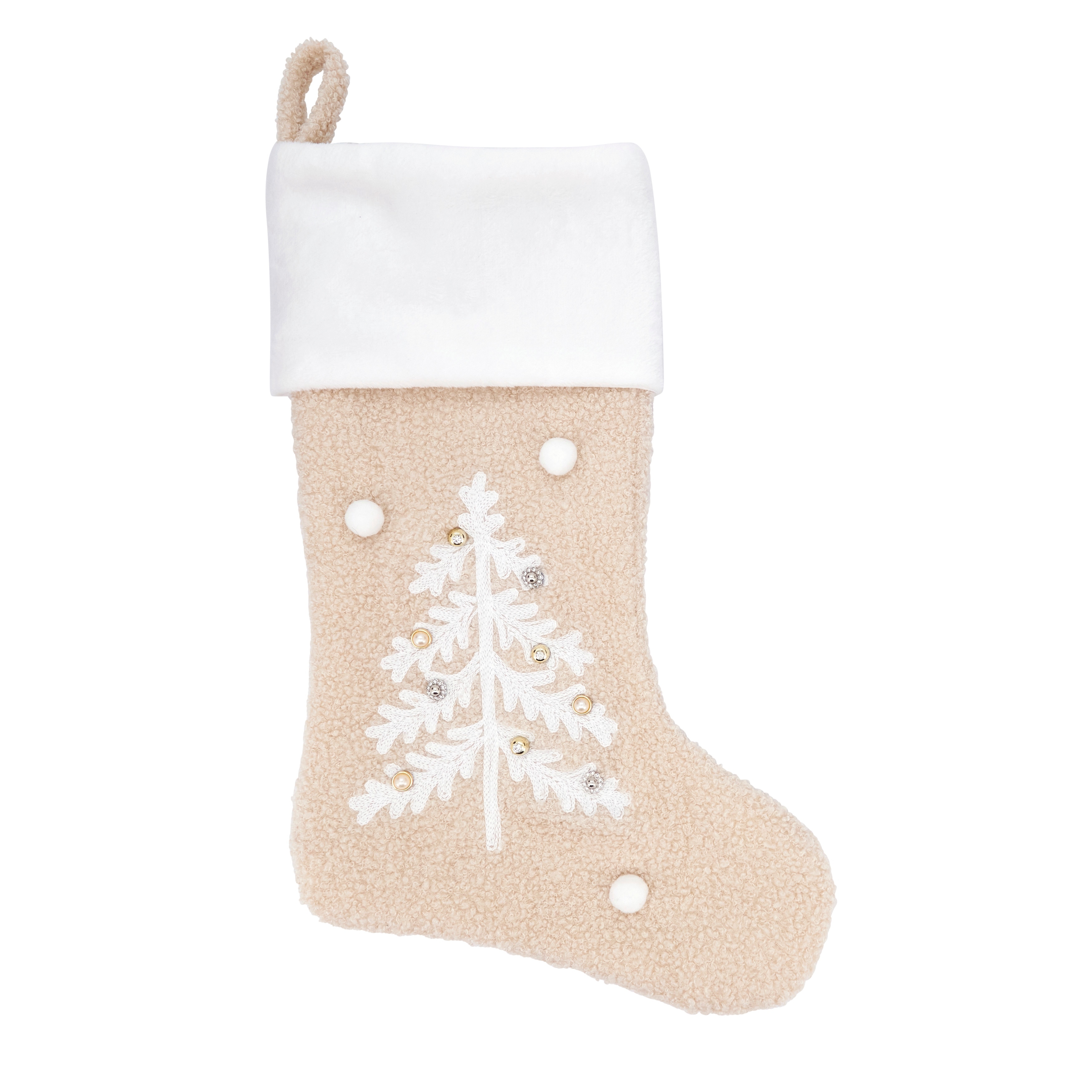Festive Foliage Christmas Tree Stocking - Natural