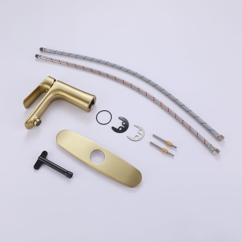 Single-Handle Bathroom Sink Faucets, Basin Mixer Taps, Deck-mounted Vessel Faucet with Hole Cover Plate