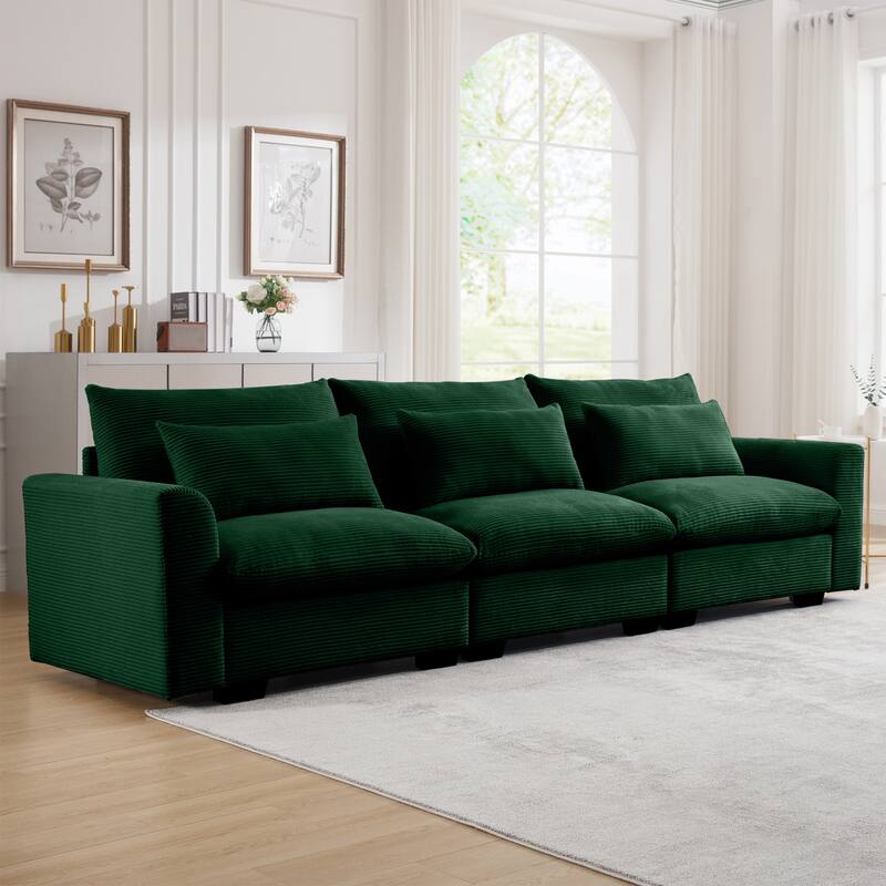 GDFStudio- Mark Corduroy Three-Seater Sofa - Green