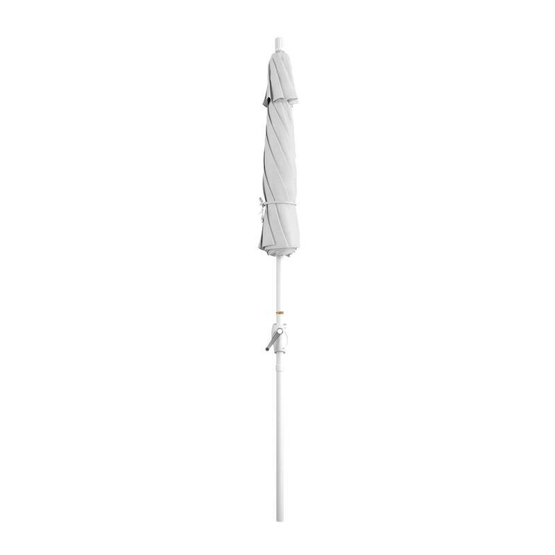 California Umbrella 7.5' Round Crank Lift Push Button Tilt White Aluminum Patio Umbrella Sunbrella