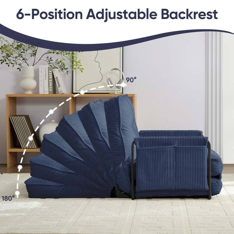 Mixoy Muti-Functional Folding Floor Sofa Bed,3-Seater with Loveseat Lazy Sofa,6 Position Adjustable Backrest
