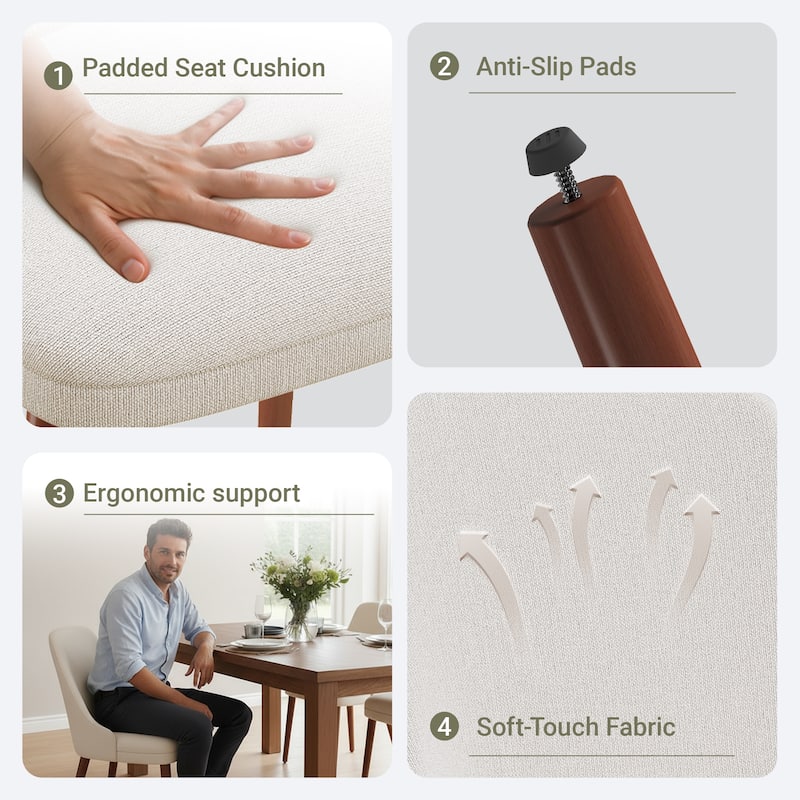 High Back Dining Chairs Upholstered Padded Kitchen Chairs Wood Legs for Restaurant Cafe