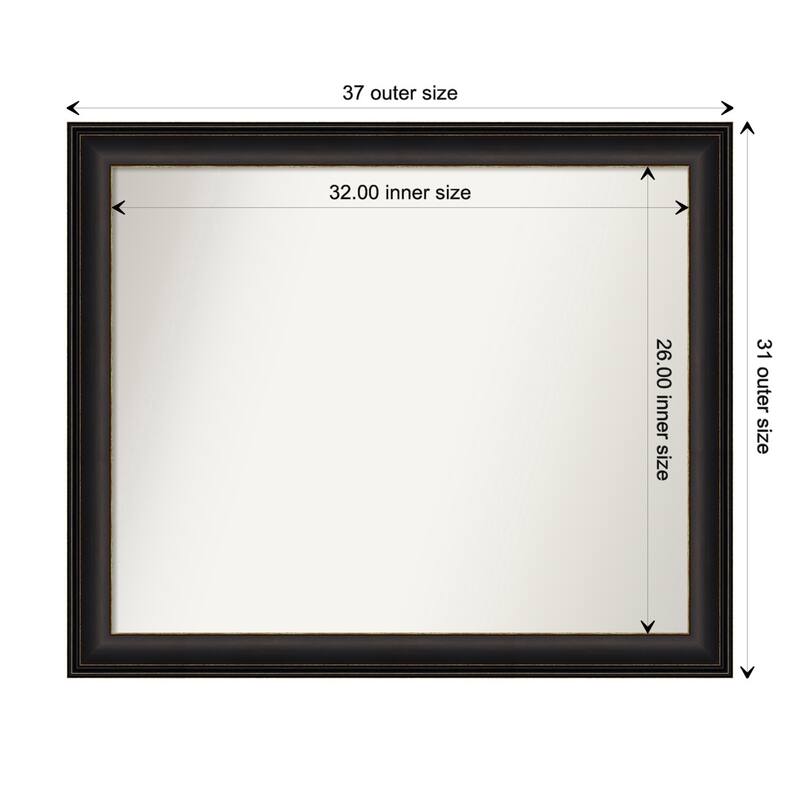 Trio Oil Rubbed Bronze Framed Non-Beveled Custom Wall Mirror, Bathroom Vanity Mirror - Outer Size: 36.5 x 30.5
