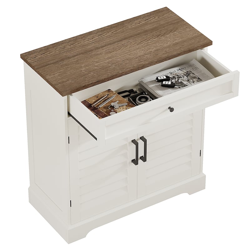 16 Pair Shoe Cabinet,Freestanding Entryway Storage Organizer with Drawer,Living Room, Bedroom, White