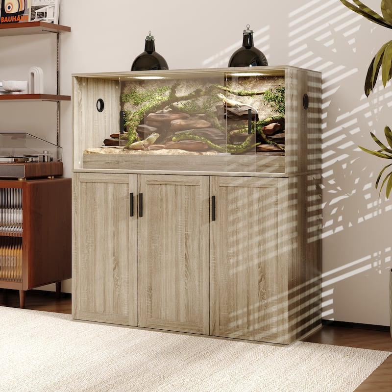 Reptile Cabinet Reptile Enclosure Cabinet with Tempered Glass Sliding Doors