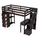preview thumbnail 6 of 16, Twin size Loft Bed with Storage Drawers, Shelves, Desk and Stairs, Black