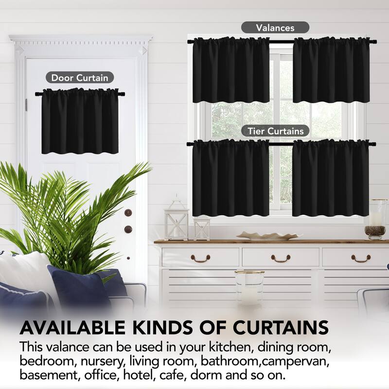Deconovo Cafe Curtains Rod Pocket Window Short Drapes Tier Pair