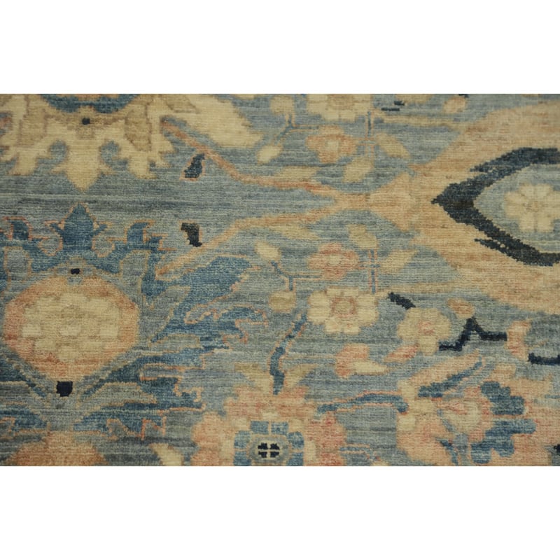 Hand Knotted Traditional Wool Blue Geometric Area Rug - 9' 8'' X 8' 0''