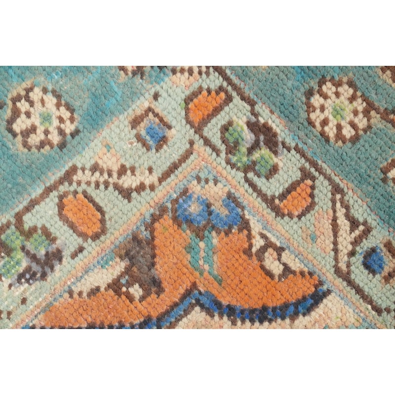 Hand Knotted Oriental 100% Wool Carpet Traditional Floral Navy Blue & Blues Tabriz Area Rug - 9' 2'' X 6' 8''
