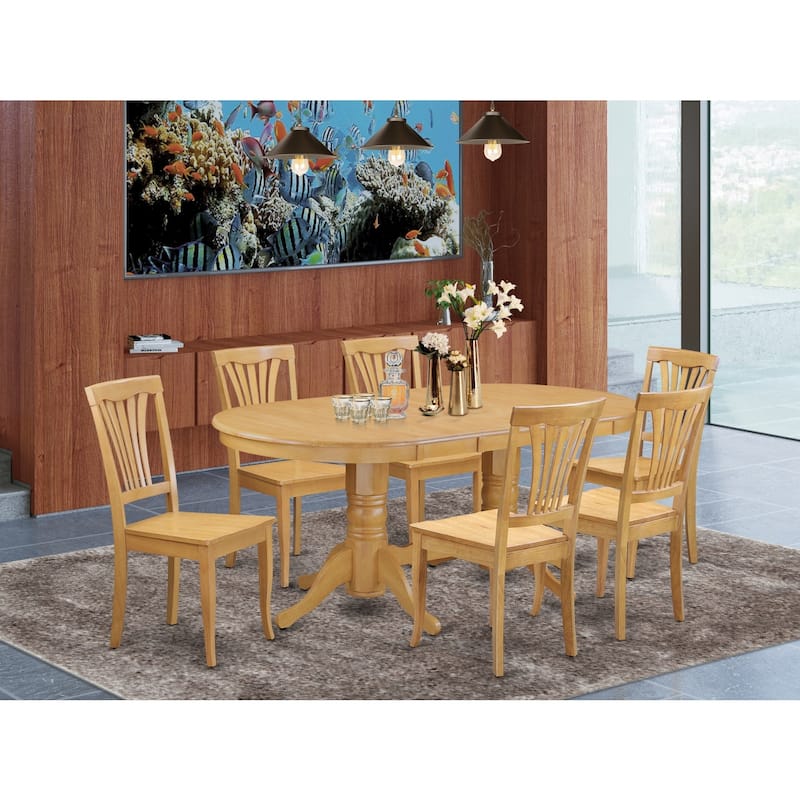 Oval Dining Table Set - 6 Chair Dining Room Set - Solid Wood Table & Chair Set - Modern Farmhouse Dining