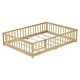 preview thumbnail 34 of 43, White Full Size Wooden Floor Bed with Fence & Door, Rubber, Safety Guardrails