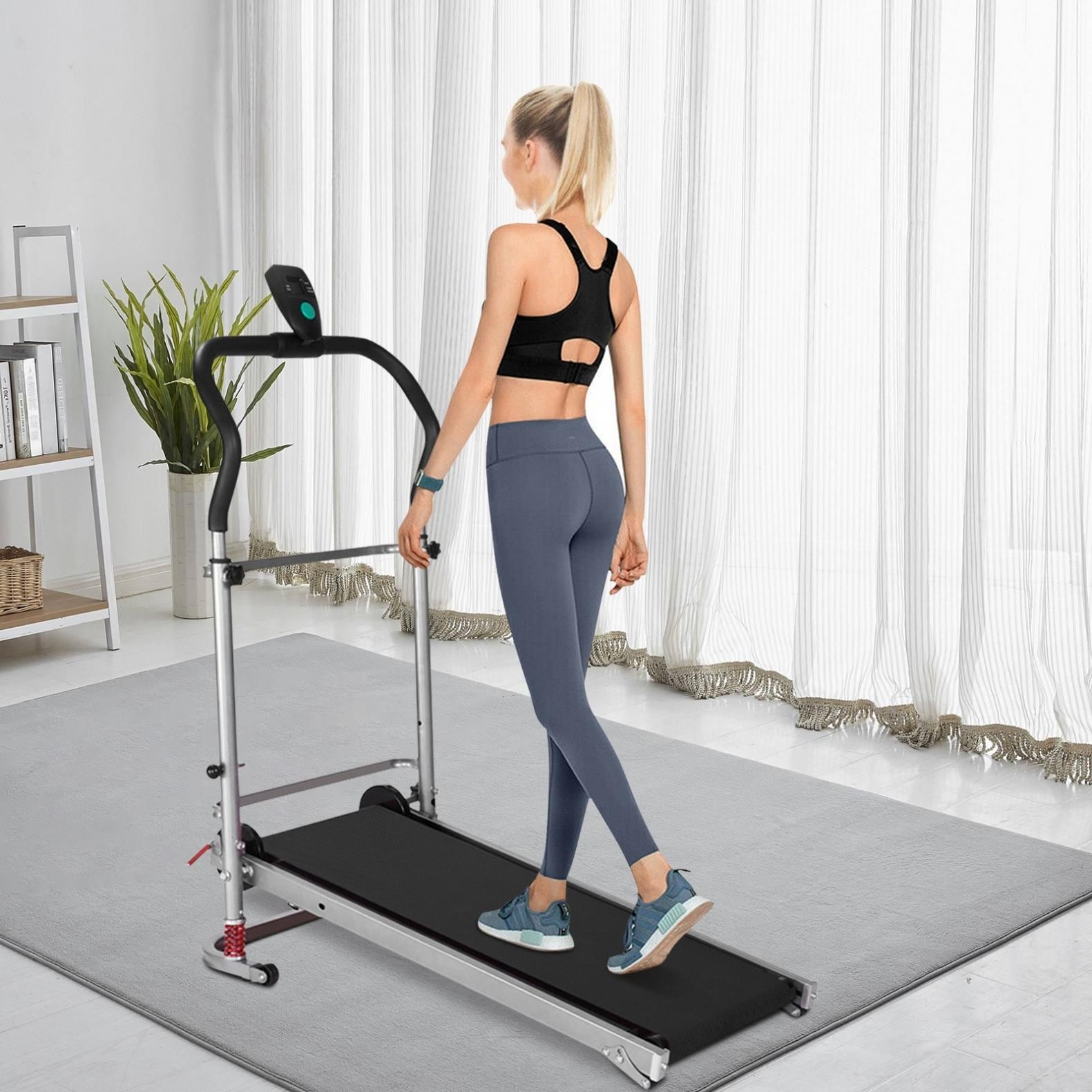 Shock-absorbing Folding Manual Treadmill Work Machine Fitness