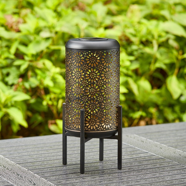 Black metal solar lantern on sale