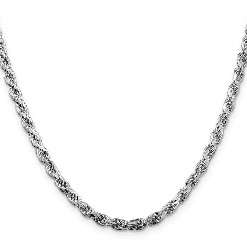 Curata 925 Sterling Silver Rhodium 3.5mm Diamond Cut Rope Chain Necklace for Men