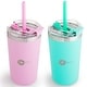 preview thumbnail 5 of 7, PopYum 13oz Insulated Stainless Steel Kids' Cups, 2-Pack Green and Pink