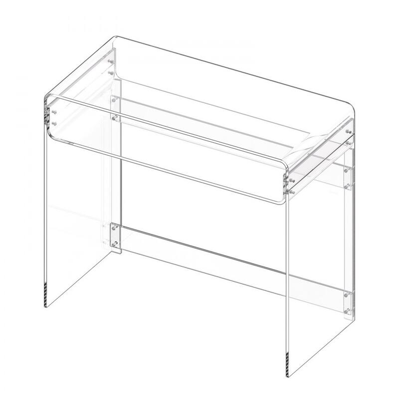 Modern Clear Acrylic Desk with Two Levels Stable and Spacious Workspace for Home Office