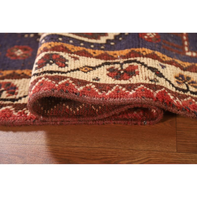 Qashqai Persian Vintage Area Rug Hand-knotted Wool Carpet - 3'7"x 5'0"