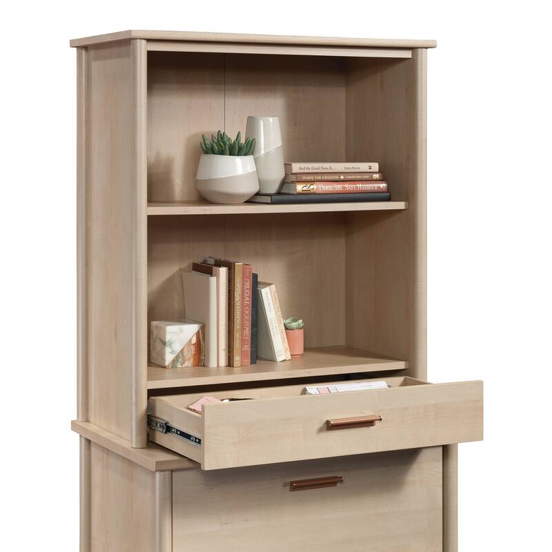 Wood Library Hutch with Rustic Design, Brown - 35.55" W x 15.75" D x 37.21" H