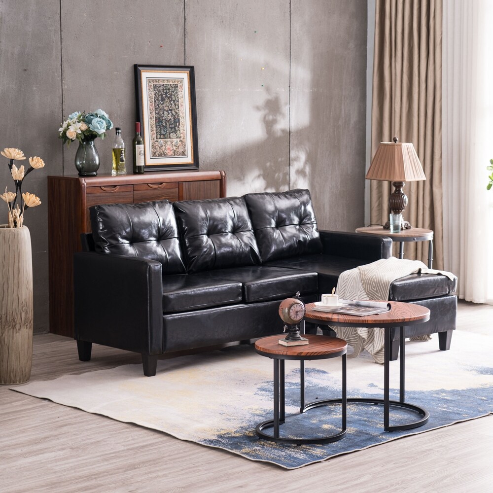 Shop Modern Pu Leather Sectional Sofa Couch L Shaped Combination