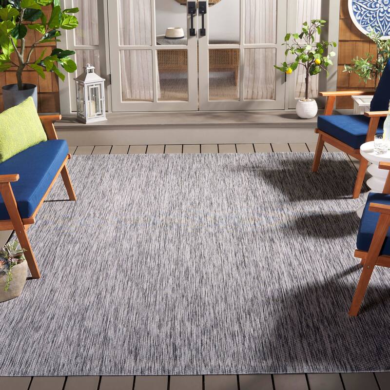 SAFAVIEH Courtyard Golupka Transitional Indoor/Outdoor Rug - 8' x 10' - Ivory/Dark Grey