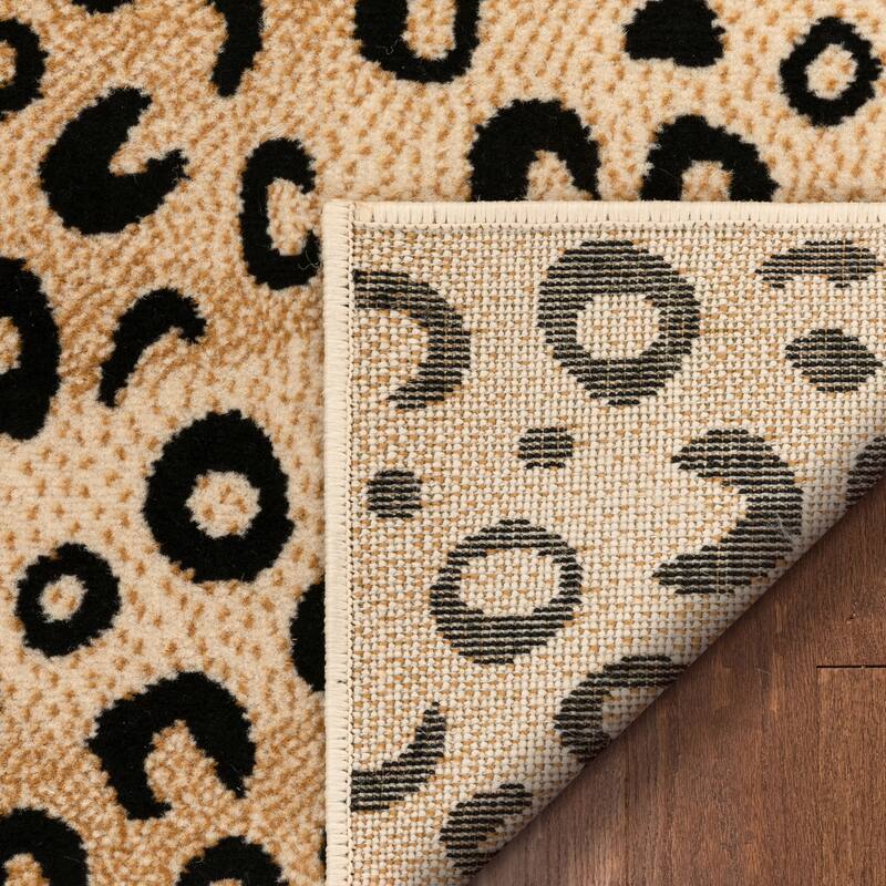 Well Woven Modern Leopard Animal Prints Black and Ivory Mat Accent Rug - 2'7 x 3'11