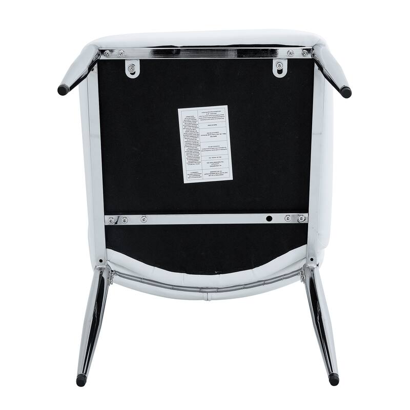 Roomfitters PU Dining Chairs with Extended Backrest and Silver Metal Legs, Modern Upholstered Set of 8