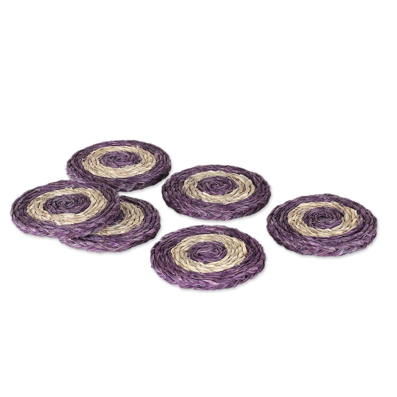 Novica Handmade Wine Aura Natural Fiber Coasters (Set Of 6)