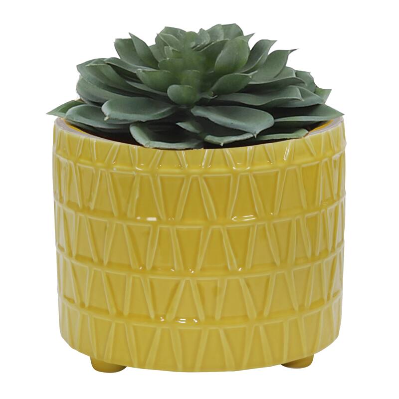 Sagebrook Home Indoor Outdoor Ceramic Textured Footed Planters Set of 2