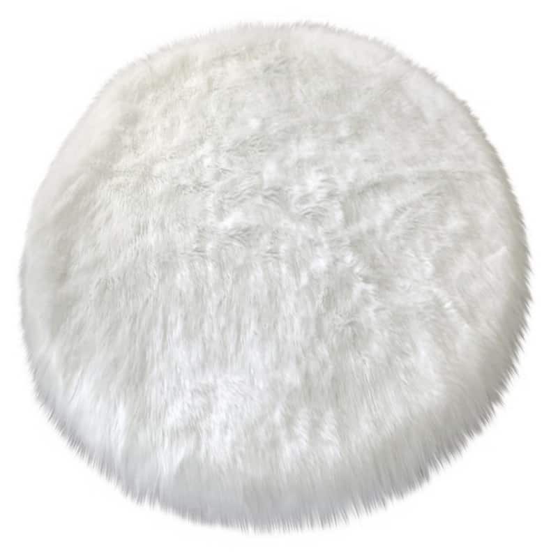 Ovella Home Premium Faux Sheepskin Shag Round Area Rug