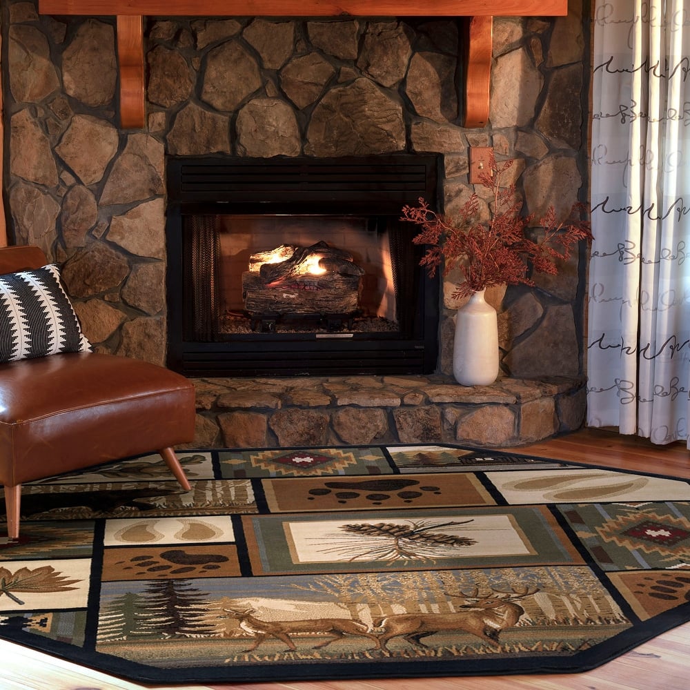 Natural Lodge Novelty Graphic Indoor Area Rug