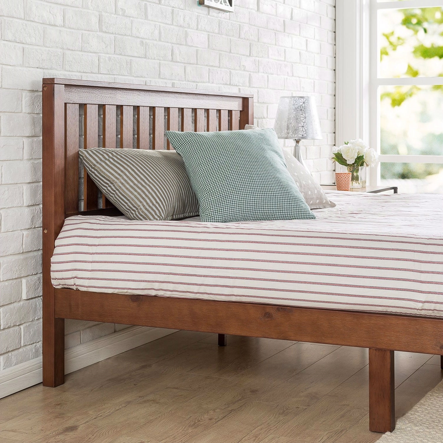 Queen size mission style solid wood platform bed frame with headboard shop in espresso finish