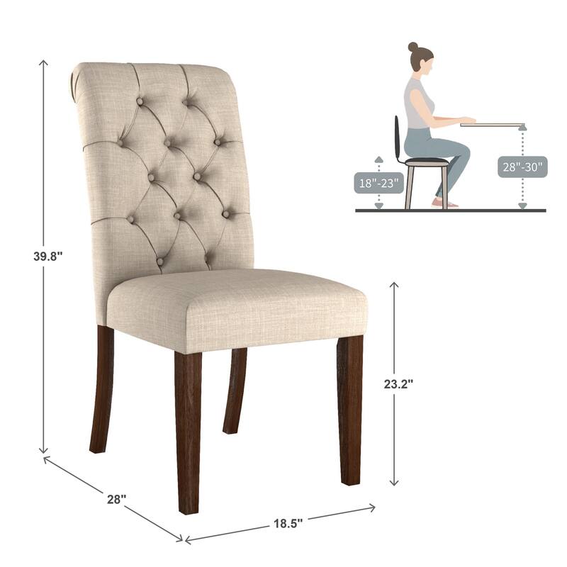Benchwright Linen Tufted Dining Chair with Brown Finish Legs (Set of 2) by iNSPIRE Q Artisan