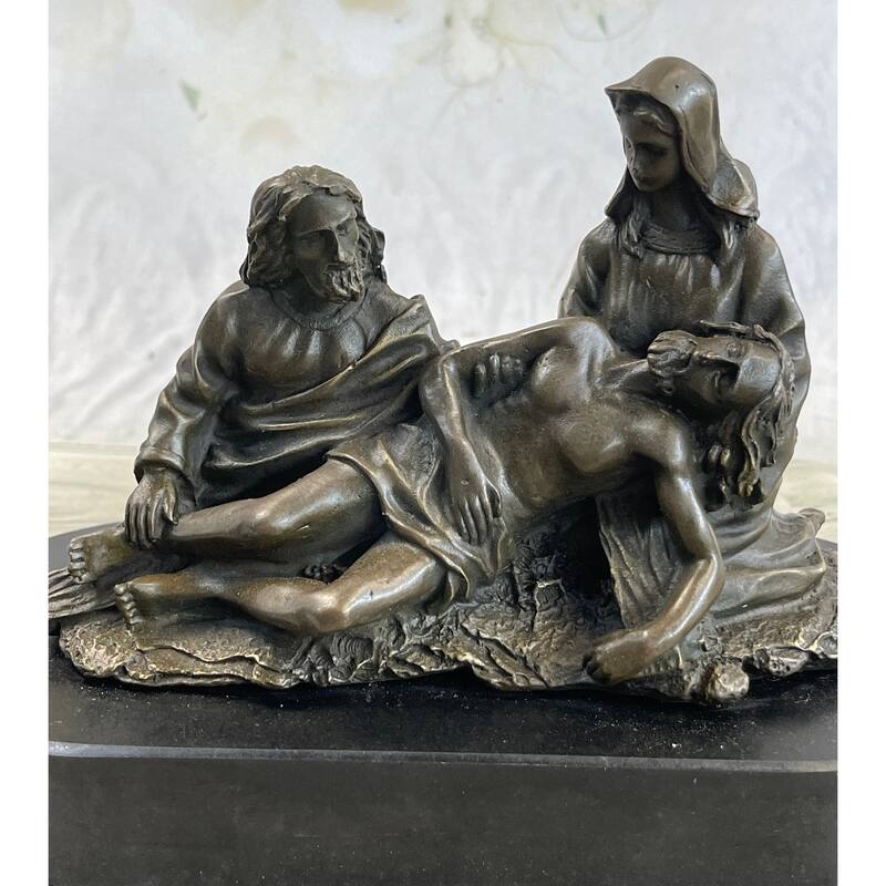 La Pieta Jesus Christ Paul Mary Bronze Statue Sculpture Figure Christianity 6 Inches X 8 Inches