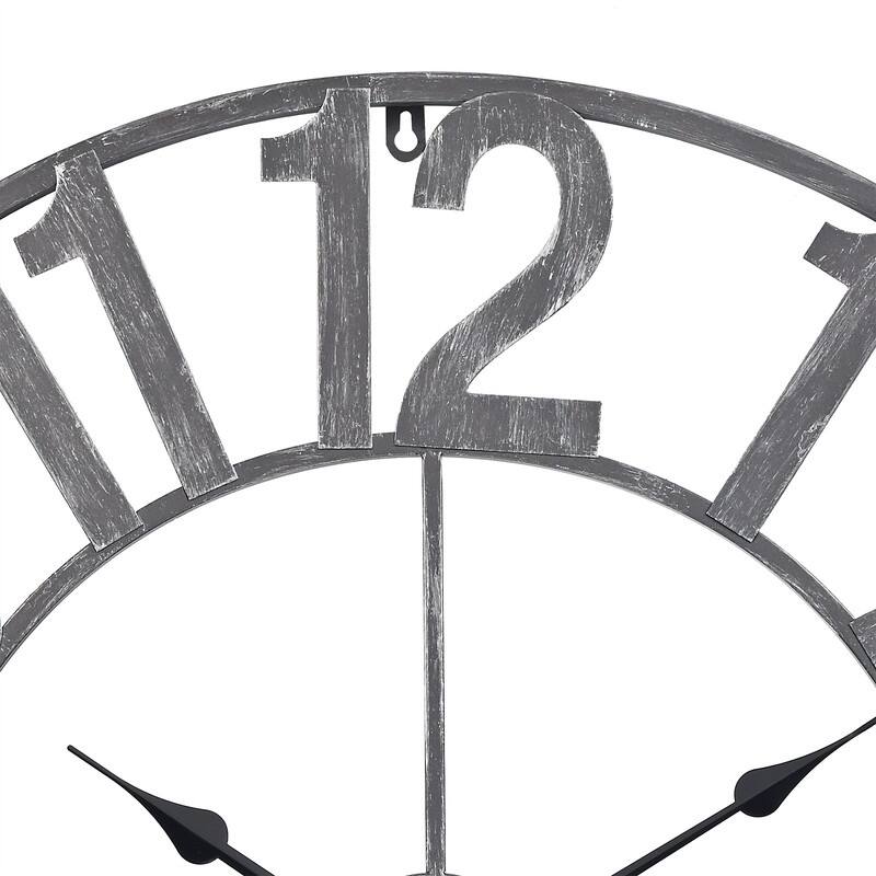 Utopia Alley Manhattan Industrial Wall Clock - Large Wall Clock, Iron Wall Decor, Metal Wall Clock (32" Analog, Pewter) - 30"