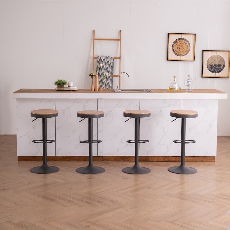 Adjustable Swivel Bar Chairs Backless Round Barstools Set of 2