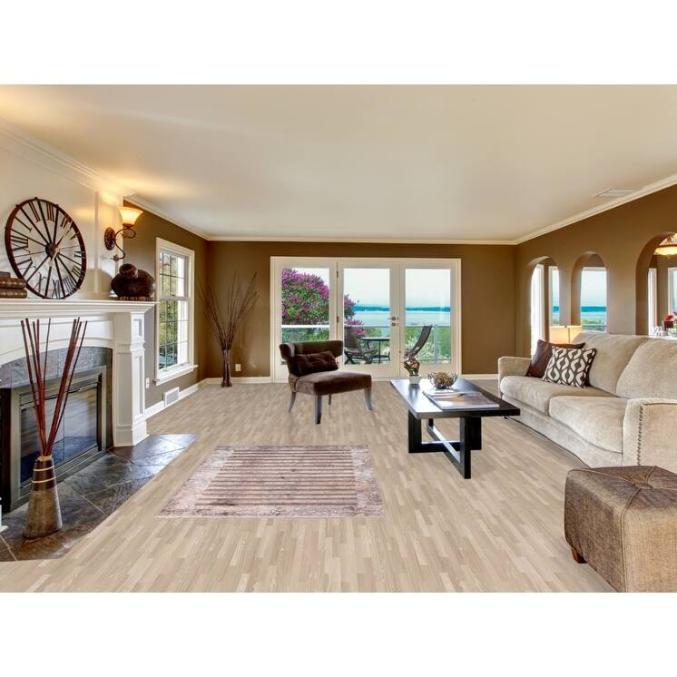 Striped Abstract Accent Rug Handmade Wool Carpet - 4'0"x 5'10"