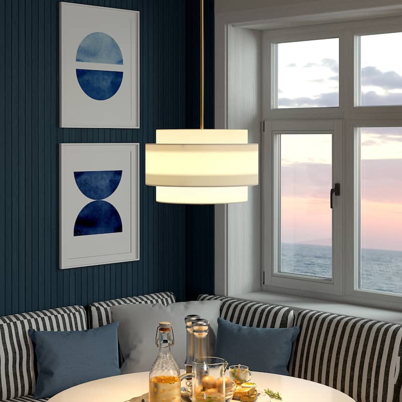 Solomon 16" Wide 2-Light Pendant with Tiered Fabric Shade - 16" Wide