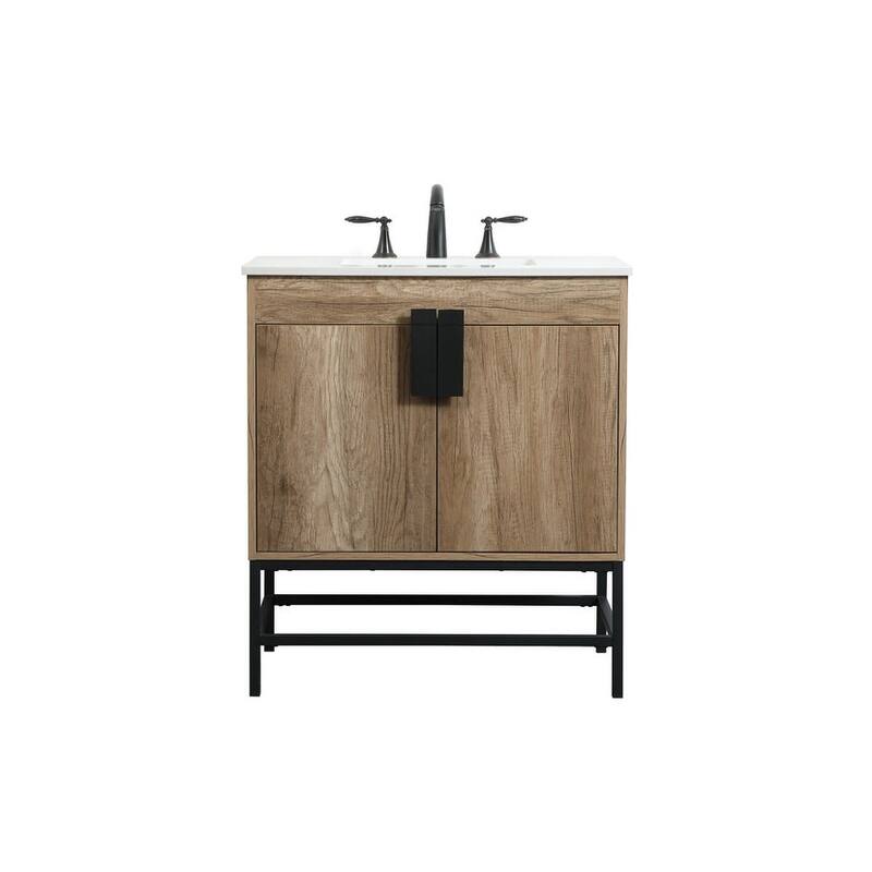 Elegant Lighting VF48830 Eugene 30" Free Standing Single Basin Vanity - Natural Oak - Oak Finish