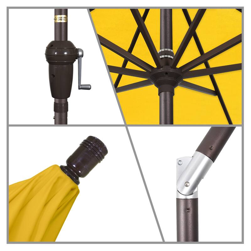 California Umbrella 11' Rd Sunset Series Patio Umbrella Bronze Aluminum Frame Crank Lift Auto Tilt Sunbrella