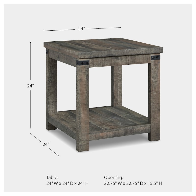 Signature Design by Ashley Hollum Rustic Brown End Table - 24"W x 24"D x 24"H